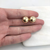 18K Gold Layered 13 mm Stud Ball Push-Back Earrings 21.0168