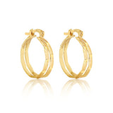 18K Gold Layered 14 mm Double Layered Textured Hoops 21.0169