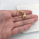 18K Gold Layered 14 mm Double Layered Textured Hoops 21.0169