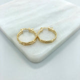 18K Gold Layered 19 mm Double Layered Textured Hoops 21.0170