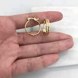 18K Gold Layered 19 mm Double Layered Textured Hoops 21.0170