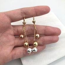 Load image into Gallery viewer, 18K Gold Layered Tri-Tone Stud Ball Dangle Earrings 21.0177
