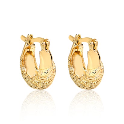 18K Gold Layered Textured Hoops Kids Earrings 21.0183