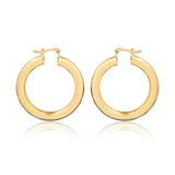 18K Gold Layered 34 mm Cylinder with Diamond Cutting Finish Hoops 21.0186