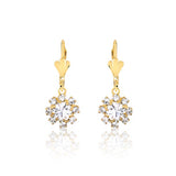 18K Gold Layered Assorted Colors Flower Design Leverback Earrings 21.0195/1/2/3 (More Colors)