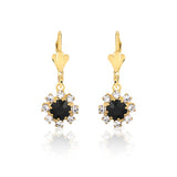 18K Gold Layered Assorted Colors Flower Design Leverback Earrings 21.0195/1/2/3 (More Colors)