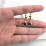 18K Gold Layered Assorted Colors Flower Design Leverback Earrings 21.0195/1/2/3 (More Colors)