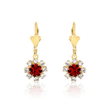 Load image into Gallery viewer, 18K Gold Layered Assorted Colors Flower Design Leverback Earrings 21.0195/1/2/3 (More Colors)
