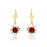 18K Gold Layered Assorted Colors Flower Design Leverback Earrings 21.0195/1/2/3 (More Colors)