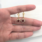 18K Gold Layered Assorted Colors Flower Design Leverback Earrings 21.0195/1/2/3 (More Colors)