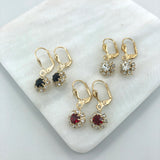 18K Gold Layered Assorted Colors Flower Design Leverback Earrings 21.0195/1/2/3 (More Colors)