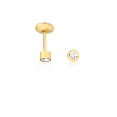 18K Gold Layered Assorted Cubic Zirconia Colors Cylinder Stud Plugs Kids Earrings 21.0198/1/3