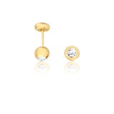 18K Gold Layered Assorted Cubic Zirconia Colors Stud Ball Plugs Kids Earrings 21.0201/1/6