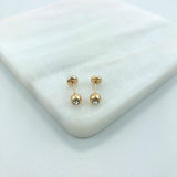 18K Gold Layered Assorted Cubic Zirconia Colors Stud Ball Plugs Kids Earrings 21.0201/1/6