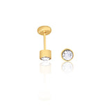 18K Gold Layered Clear Cubic Zirconia Stud Cylinder Plugs Kids Earrings 21.0204/1