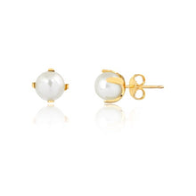 Load image into Gallery viewer, 18K Gold Layered 7mm Pearl Stud Push Back Earrings 21.0206/92
