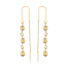 Load image into Gallery viewer, 18K Gold Layered Texturized Three Stud Balls Drop Threader Earrings 21.0208
