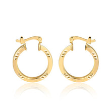 Load image into Gallery viewer, 18K Gold Layered 20 mm Diamond Cutting Finish Cuboid Hoops 21.0210
