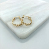 18K Gold Layered 17 mm Cut Out Braid Hoops 21.0214