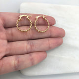 18K Gold Layered 17 mm Cut Out Braid Hoops 21.0214