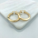 18K Gold Layered 25 mm Diamond Cutting Finish Cuboid Hoops 21.0218