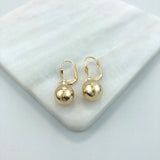 18K Gold Layered 10 mm Stud Ball Lever Back Earrings 21.0228