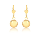 18K Gold Layered 10 mm Stud Ball Lever Back Earrings 21.0228