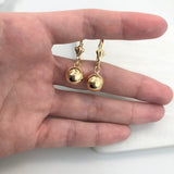 18K Gold Layered 10 mm Stud Ball Lever Back Earrings 21.0228