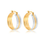 18K Gold Layered 23 mm Two Tone Texturized Hoops 21.0276