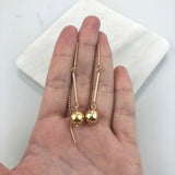 18K Gold Layered 10 mm Ball Drop Long Threader Earrings 21.0279