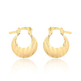 18K Gold Layered 15 mm Texturized Lines Half Moon Shape Hoops 21.0288