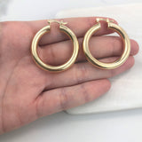 18K Gold Layered 33 mm Cylinder Hoops 21.0293