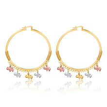 Load image into Gallery viewer, 18K Gold Layered 48 mm Cylinder Hoops with Tri-Tones Elephants Drop 21.0299

