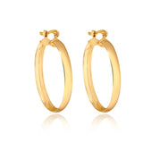 18K Gold Layered 24 mm Flat Oval Hoops 21.0311