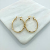 18K Gold Layered 24 mm Flat Oval Hoops 21.0311