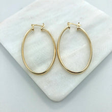 Load image into Gallery viewer, 18K Gold Layered 30 mm Oval Flat Hoops 21.0312
