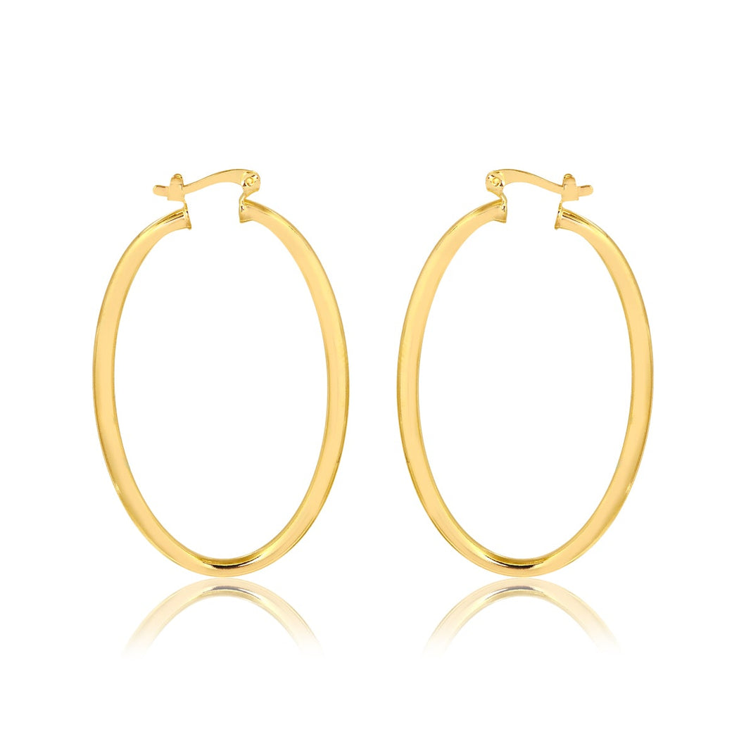 18K Gold Layered 32 mm Oval Cylinder Hoops 21.0314