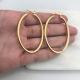 18K Gold Layered 32 mm Oval Cylinder Hoops 21.0314