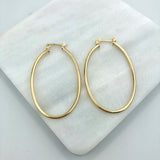 18K Gold Layered 31 mm Oval Cylinder Hoops 21.0317