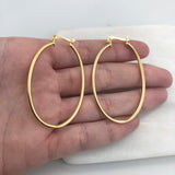 18K Gold Layered 31 mm Oval Cylinder Hoops 21.0317