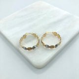 18K Gold Layered 22 mm Two Tone Heart Link Hoops 21.0320