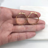 18K Gold Layered 22 mm Two Tone Heart Link Hoops 21.0320