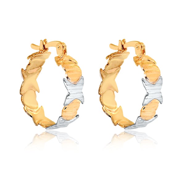 18K Gold Layered 21 mm Two Tone X Link Hoops 21.0321