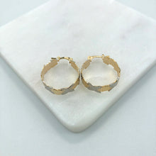 Load image into Gallery viewer, 18K Gold Layered 21 mm Two Tone X Link Hoops 21.0321
