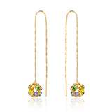 18K Gold Layered Assorted Fire Ball Colors In Long Threader Earrings 21.0357/1/3/8/17/21/31/38/71