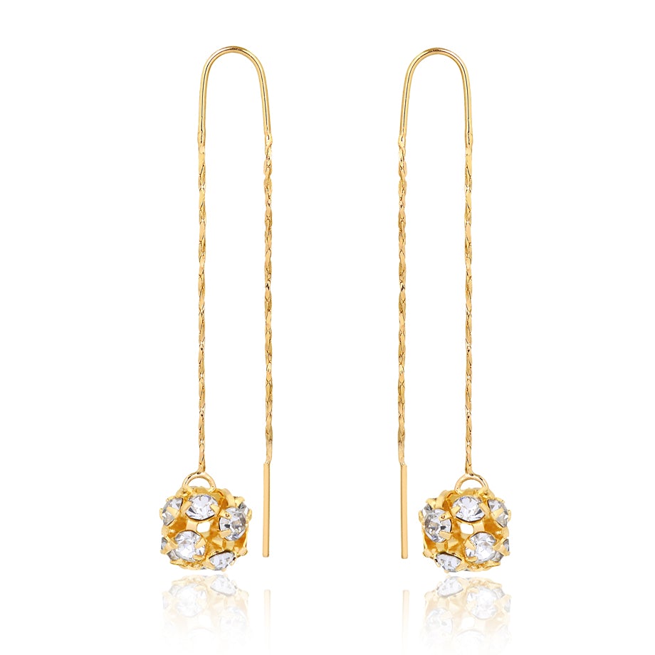18K Gold Layered Assorted Fire Ball Colors In Long Threader Earrings 21.0357/1/3/8/17/21/31/38/71