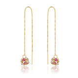 18K Gold Layered Assorted Fire Ball Colors In Long Threader Earrings 21.0357/1/3/8/17/21/31/38/71