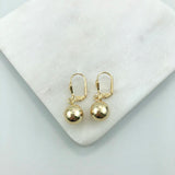 18K Gold Layered 9 mm Stud Ball Lever Back Earrings 21.0360