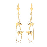 18K Gold Layered Tear Drop Earrings with Elephants 21.0364