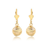 18K Gold Layered 10 mm Texturized Ball Lever Back Earrings 21.0384